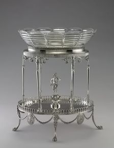 Centerpiece (metal stand and glass bowl), 1792. Creator: William Pitts (British); Joseph Preedy (British)