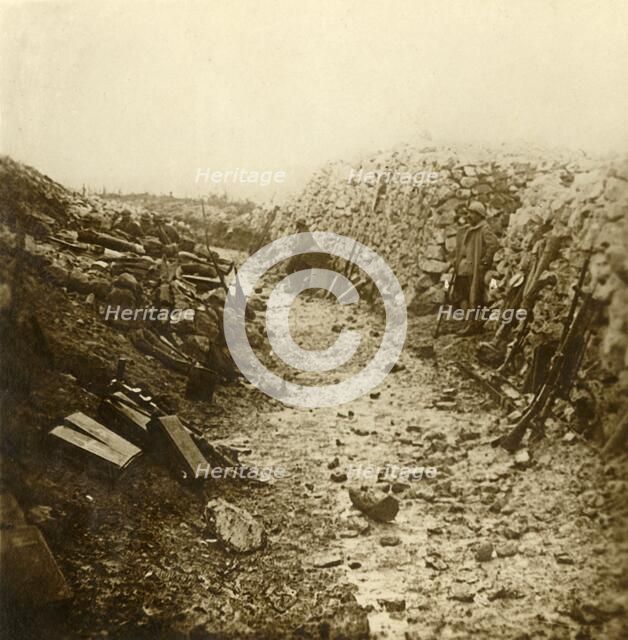 Central telephone post at Froideterre, Verdun, northern France, c1916. Artist: Unknown.