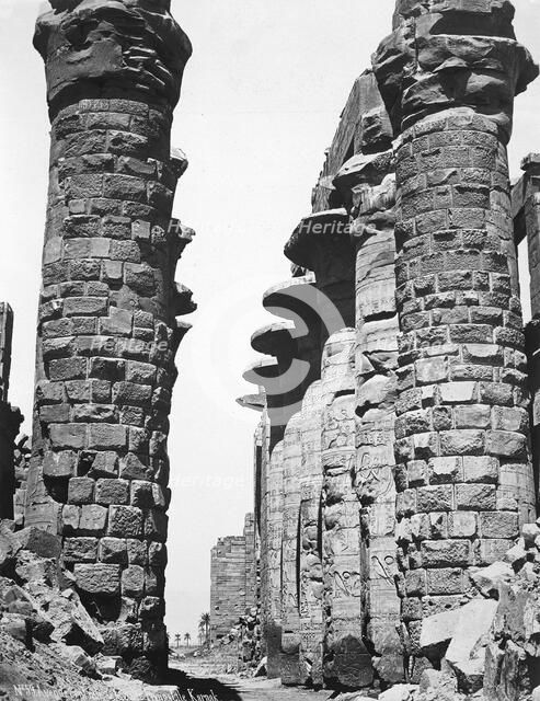 Central alley of the great temple at Karnak, Egypt, 1878. Artist: Unknown