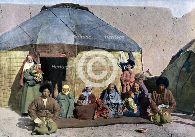Central Asian family outside their house, c1890. Artist: Unknown