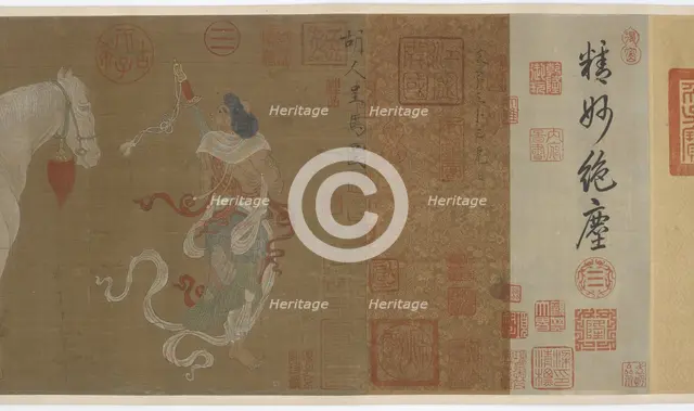 Central Asians Presenting Tribute Horses, Ming or Qing dynasty, (17th century?). Creator: Unknown.