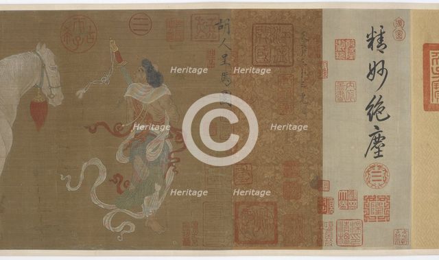 Central Asians Presenting Tribute Horses, Ming or Qing dynasty, (17th century?). Creator: Unknown.