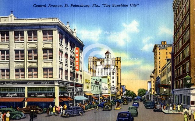 Central Avenue, St Petersburg, The Sunshine City, Florida, USA, 1940. Artist: Unknown