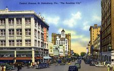 Central Avenue, St Petersburg, The Sunshine City, Florida, USA, 1940