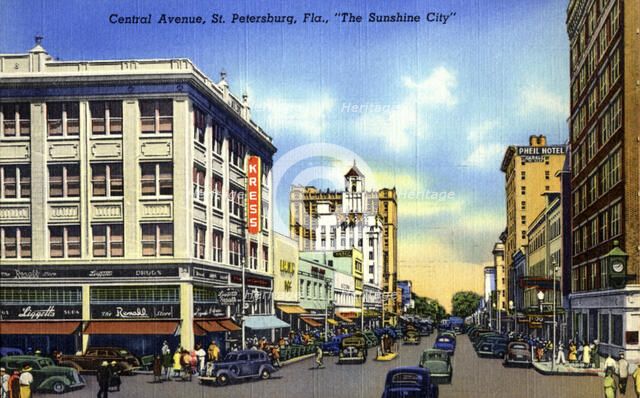 Central Avenue, St Petersburg, The Sunshine City, Florida, USA, 1940. Artist: Unknown