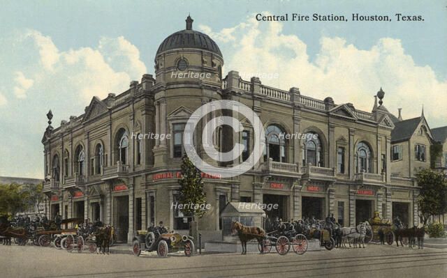 Central Fire Station, Houston, Texas, USA, 1918. Artist: Unknown
