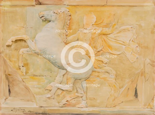 Central Metope of the Frieze of Phidias, Parthenon, ca. 1909-1912. Creator: Henry Bacon.