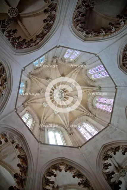Central octagonal vault, Founder's Chapel, Monastery of Batalha, Batalha, Portugal, 2009. Creator: Samuel Magal.