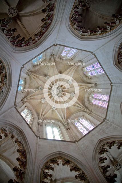 Central octagonal vault, Founder's Chapel, Monastery of Batalha, Batalha, Portugal, 2009. Creator: Samuel Magal.