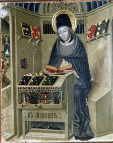 Central panel of an altarpiece dedicated to St. Augustine (354-430), Gothic Painting (1450-1500) …
