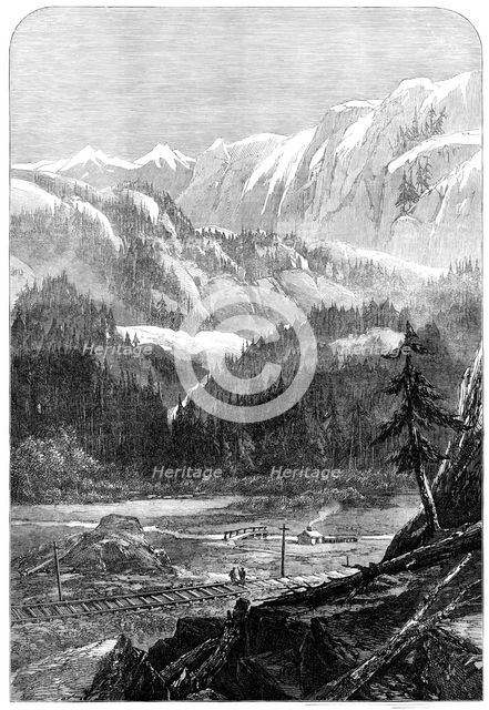 Central Pacific Railway of America: valley in the Sierra Nevada, 1870. Creator: Unknown.