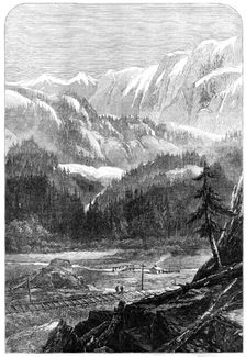 Central Pacific Railway of America: valley in the Sierra Nevada, 1870. Creator: Unknown