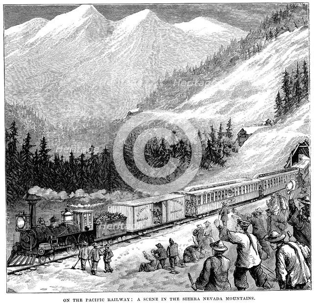 Central Pacific Railraod in the Sierra Nevada mountains, c1875. Artist: Unknown