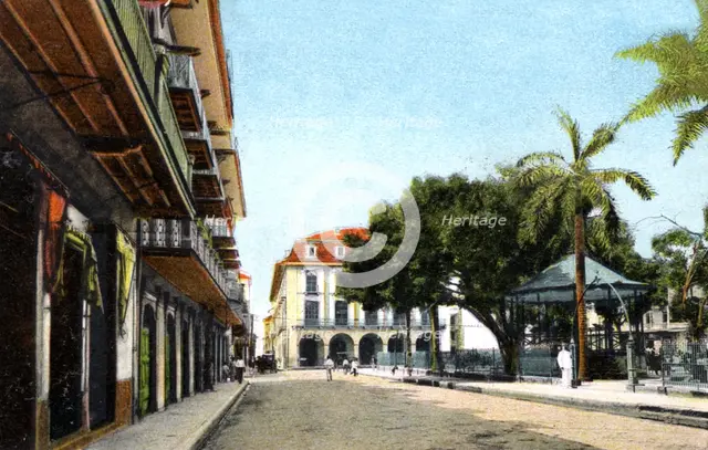 Central Park and Canal Building, Panama City, Panama, c1920s. Artist: Unknown