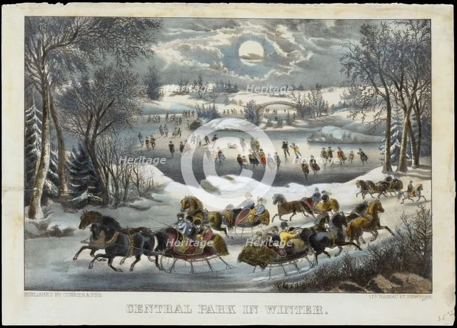 Central Park in Winter, 1877-94., 1877-94. Creators: Nathaniel Currier, James Merritt Ives, Currier and Ives.