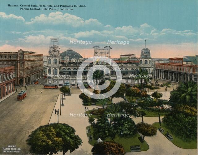Central Park, Plaza Hotel and Politeama Building, Havana, Cuba, c1920. Artist: Unknown.