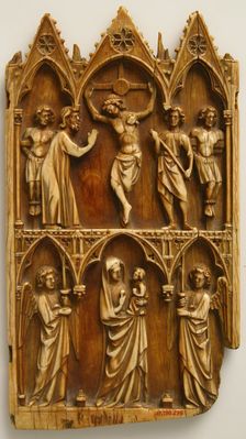 Central Portion from a Triptych with the Crucifixion and Virgin and Child, French, ca. 1250-80. Creator: Unknown