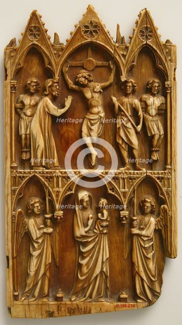 Central Portion from a Triptych with the Crucifixion and Virgin and Child, French, ca. 1250-80. Creator: Unknown.