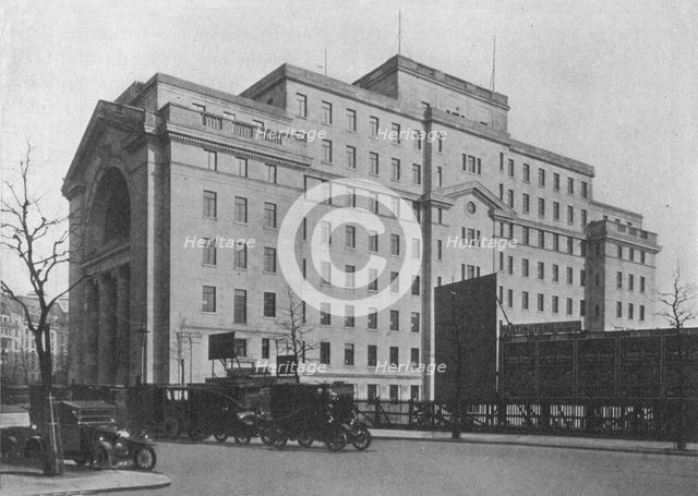 Centre Block of Bush House, London, from Aldwych, 1924. Artist: Unknown.