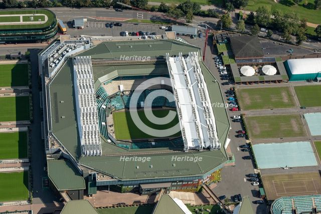 Centre Court at the All England and Lawn Tennis and Croquet Club, Wimbledon, 2021. Creator: Damian Grady.