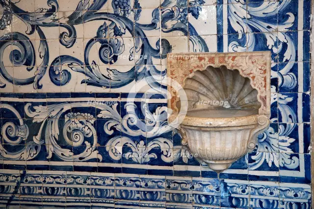 Ceramic tiles in Santa Maria Church, Obidos, Portugal, 2009. Creator: Samuel Magal.