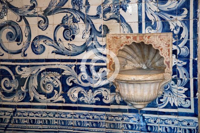 Ceramic tiles in Santa Maria Church, Obidos, Portugal, 2009. Creator: Samuel Magal.