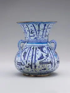 Ceramic Vessel in the Shape of a Mosque Lamp, Turkey, 1525-40. Creator: Unknown