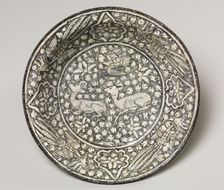 Ceramic dish with deer, phoenix, and lotus blossoms, 1300-1350. Creator: Unknown