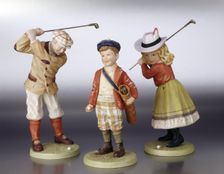 Ceramic golfing figures. Creator: Unknown