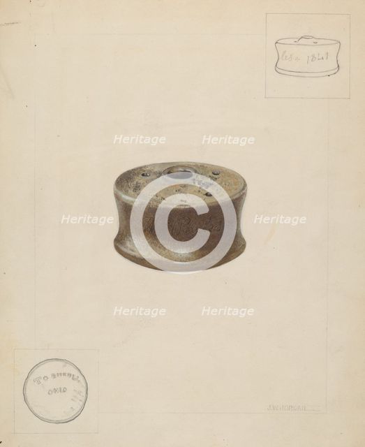Ceramic Ink Well, c. 1937. Creator: John Jordan.