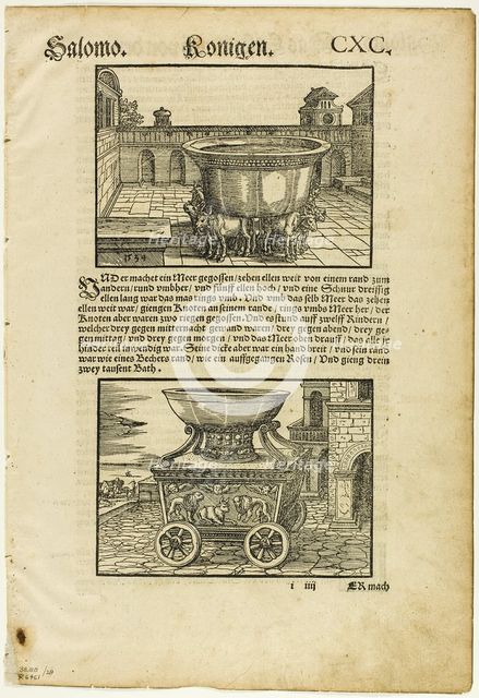 Ceremonial Vessels from Martin Luther (German Bible), plate 29 from Woodcuts from Books...1937. Creator: Monogrammist M.S..