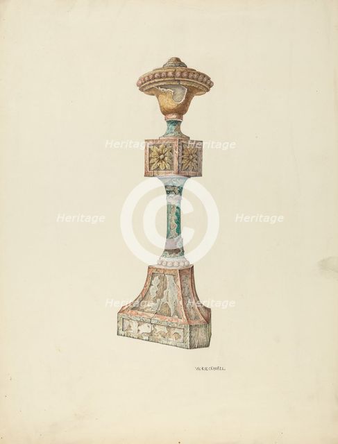 Ceremonial Candlestick (Ecclesiastical Furniture), c. 1941. Creator: William Kieckhofel.
