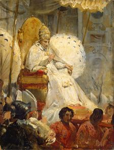 Ceremonial Carrying of Pope Pius VIII into St Peter's Cathedral in 1829, (1829/1830). Creator: Emile Jean-Horace Vernet