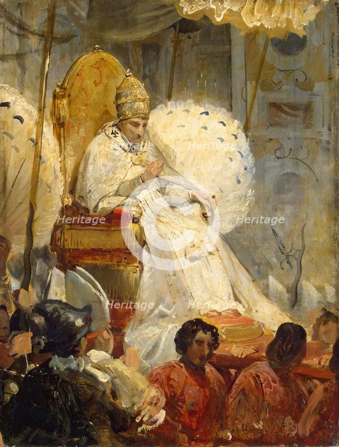 Ceremonial Carrying of Pope Pius VIII into St Peter's Cathedral in 1829, (1829/1830). Creator: Emile Jean-Horace Vernet.