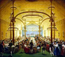 Ceremonial Dinner in Honour of the Moscow Governor-General Prince Dmitry Golitsyn, 1830s. Artist: Anonymous