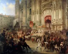 Ceremonial Reception of Field Marshal Alexander Suvorov in Milan in April 1799 1850s. Artist: Adolf Jossifovich Charlemagne
