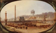 Cérémonie funèbre sur la place de la Concorde, en l'honneur des...juin 1848, le 6 juillet 1848. Creator: Jean Jacques Champin