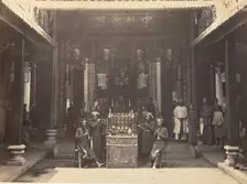 Cérémonie religieuse dans la Pagode Chinoise de Cholen, Saïgon, Cochinchine, 1866. Creator: Emile Gsell