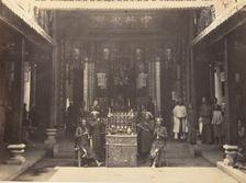 Cérémonie religieuse dans la Pagode Chinoise de Cholen, Saïgon, Cochinchine, 1866. Creator: Emile Gsell