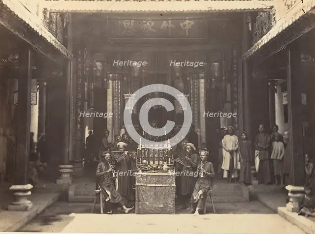 Cérémonie religieuse dans la Pagode Chinoise de Cholen, Saïgon, Cochinchine, 1866. Creator: Emile Gsell.