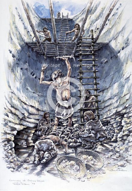 Ceremony at Grime's Graves, Neolithic, (c1990-2010) Artist: Peter Dunn.