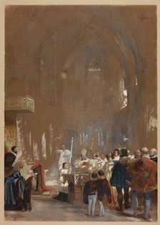 Ceremony in a Cathedral, n.d. Creator: possibly Louis Haghe (Belgian, 1806-1885) or Joseph Nash (English, 1808-1878)