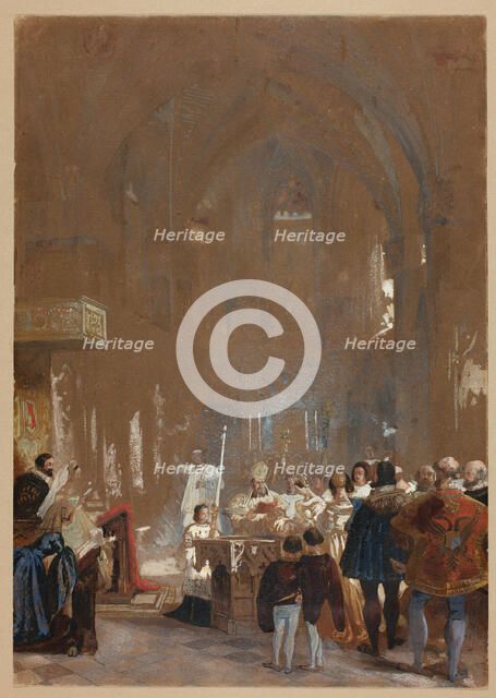 Ceremony in a Cathedral, n.d. Creator: possibly Louis Haghe (Belgian, 1806-1885) or Joseph Nash (English, 1808-1878).