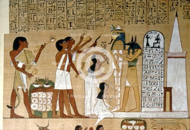 Ceremony of Opening the Mouth of the Mummy before the Tomb, c1300BC Artist: Unknown.