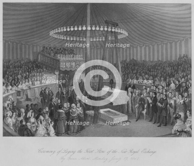 'Ceremony of Laying the First Stone of the New Royal Exchange', c1842. Artist: Henry Melville.