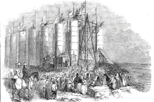 Ceremony of laying the "Foundation Stone" of the Durham Monument, on Penshaw Hill, 1844. Creator: Unknown