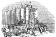 Ceremony of laying the "Foundation Stone" of the Durham Monument, on Penshaw Hill, 1844. Creator: Unknown