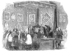 Ceremony of lying in state at the Ranger's House, on Monday last, December 1844. Creator: Unknown