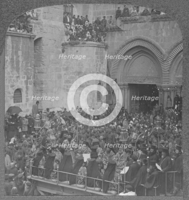 'Ceremony of washing the Disciples' feet at the Church of the Holy Sepulchure', c1900. Artist: Unknown.