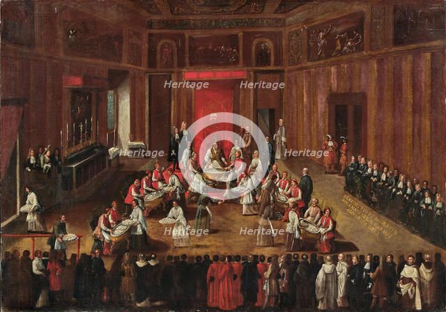 Ceremony of the Agnus Dei celebrated by Pope Clemens XI, c. 1710. Creator: Piazza, Alessandro (1652-1727).